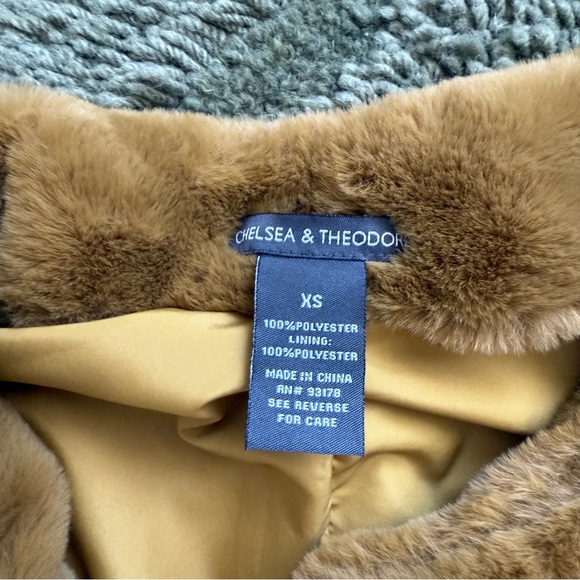 Chelsea & Theodore Mustard Faux Fur Coat - Picture 6 of 8